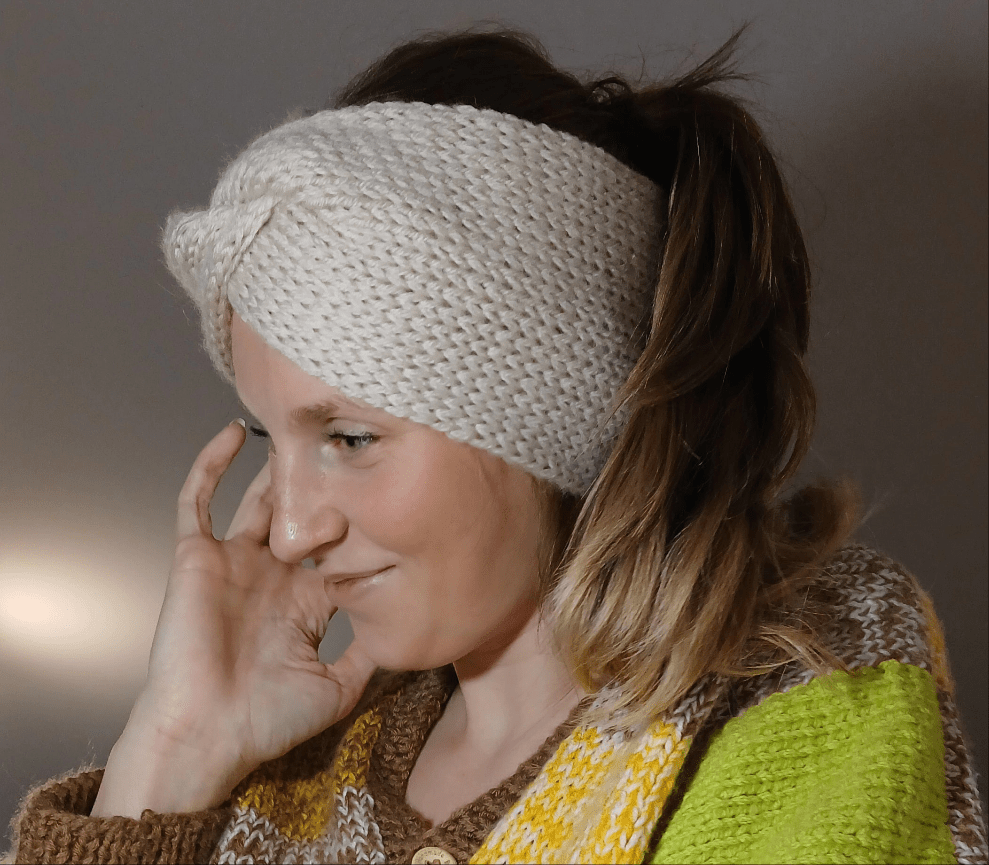 Knitted Earwarmer - Solid color - Textured Cotton Creations